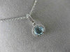 ESTATE .82CT DIAMOND & AAA AQUAMARINE 14K WHITE GOLD ROUND HALO FLOATING PENDANT