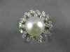 ANTIQUE LARGE 1.25CT DIAMOND & AAA SOUTH SEA PEARL 14KT WHITE GOLD 3D RING #848