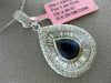 LARGE 5.88CT ROUND & BAGUETTE DIAMOND & SAPPHIRE 18KT WHITE GOLD 3D DROP PENDANT