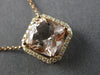 ESTATE LARGE 2.14CT DIAMOND & AAA MORGANITE 14KT ROSE GOLD SQUARE HALO NECKLACE