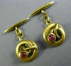 ANTIQUE .30CT AAA RUBY 18KT YELLOW GOLD SWIRL SNAKE CIRCULAR FUN MEN'S CUFFLINKS