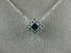 ESTATE .21CT DIAMOND & SAPPHIRE 18K WHITE GOLD FILIGREE MILGRAIN SQUARE NECKLACE