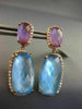 ESTATE LARGE 24.98CT DIAMOND & BLUE TOPAZ & AMETHYST 14KT ROSE GOLD 3D EARRINGS