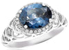 ESTATE WIDE 2.86CT DIAMOND & AAA LONDON BLUE TOPAZ 14K WHITE GOLD OVAL HALO RING