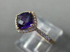 ESTATE 1.02CT DIAMOND & AAA AMETHYST 14KT ROSE GOLD 3D CUSHION FUN LOVE RING