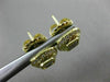 ESTATE LARGE 1.20CT DIAMOND 18KT YELLOW GOLD SOLITAIRE SQUARE HALO STUD EARRINGS
