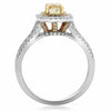 GIA 1.64CT WHITE & FANCY YELLOW DIAMOND 18KT 2 TONE GOLD 3D HALO ENGAGEMENT RING