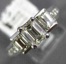 1.58CT DIAMOND 14KT WHITE GOLD BAGUETTE & PRINCESS 3 STONE ENGAGEMENT RING #2884