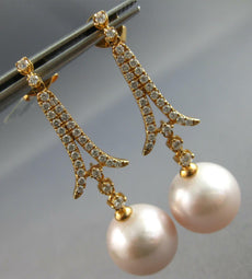 ESTATE LARGE .57CT DIAMOND & SOUTH SEA PEARL 18KT ROSE GOLD CHANDELIER EARRINGS