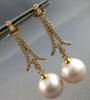 ESTATE LARGE .57CT DIAMOND & SOUTH SEA PEARL 18KT ROSE GOLD CHANDELIER EARRINGS