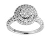 ESTATE .5CT DIAMOND 14KT WHITE GOLD ROUND CIRCULAR CLUSTER DOUBLE HALO LOVE RING