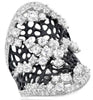 EXTRA LARGE 2.73CT DIAMOND & AAA WHITE TOPAZ 14K BLACK GOLD FLOWER FILIGREE RING