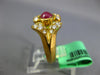 ESTATE .90CT DIAMOND & AAA RUBY 18KT YELLOW GOLD 3D FLOWER LEAF FUN RING