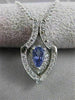 ESTATE DIAMOND TANZANITE 14K WHITE GOLD OPEN HANGING NECKLACE PENDANT #15563