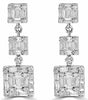 LARGE 1.81CT DIAMOND 18KT WHITE GOLD 3D ROUND & BAGUETTE SQUARE HANGING EARRINGS
