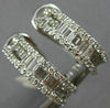 ESTATE WIDE 1.10CT DIAMOND BAGUETTE & ROUND 14K WHITE GOLD CLIP ON HOOP EARRINGS