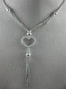 ANTIQUE .70CT DIAMOND 14K WHITE GOLD 3D CLASSIC DROP HEART TASSEL NECKLACE #9517