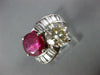 LARGE 3.65CT WHITE FANCY YELLOW DIAMOND & RUBY 18KT WHITE GOLD CRISS CROSS RING