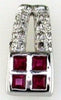 .30CT DIAMOND & AAA RUBY 14KT WHITE GOLD 3D ROUND & PRINCESS SQUARE PENDANT