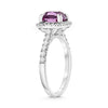 3.04CT DIAMOND & AAA PINK SAPPHIRE 14KT WHITE GOLD CUSHION HALO ENGAGEMENT RING