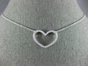 ESTATE .27CT DIAMOND 18K WHITE GOLD 3D CLASSIC OPEN HEART LOVE NECKLACE