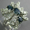 LARGE 1.86CT DIAMOND & AAA SAPPHIRE 14K WHITE GOLD BUTTERFLY FLOWER RING #26653