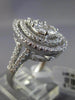 LARGE 18KT WHITE GOLD ENGAGEMENT RING. 3D CLUSTER PEAR SHAPE DOUBLE HALO DESIGN