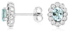 .93CT DIAMOND & AAA AQUAMARINE 14KT WHITE GOLD OVAL & ROUND FLOWER STUD EARRINGS