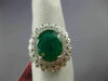 ESTATE LARGE 3.56CT DIAMOND & AAA EMERALD 18KT WHITE GOLD FLOWER ENGAGEMENT RING
