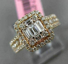 ESTATE LARGE 1.13CT ROUND & BAGUETTE DIAMOND 18KT ROSE GOLD HALO ENGAGEMENT RING