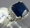 ESTATE LARGE 4.12CT DIAMOND & AAA SAPPHIRE 14KT WHITE GOLD HALO ENGAGEMENT RING