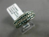 WIDE .56CT WHITE & BLUE DIAMOND 14K WHITE GOLD 3D 3 ROW WEDDING ANNIVERSARY RING