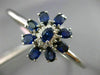 ESTATE LARGE 5.30CT DIAMOND & SAPPHIRE 14KT WHITE GOLD 3D FLOWER BANGLE BRACELET