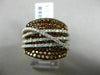 ESTATE WIDE 1.97CT DIAMOND & AAA ORANGE SAPPHIRE 18KT GOLD CRISS CROSS FUN RING