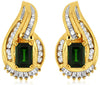 3.0CT DIAMOND & AAA GREEN GARNET 14K YELLOW GOLD TEAR DROP STUD HANGING EARRINGS