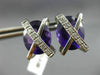 ESTATE LARGE 11.45CT DIAMOND & AAA AMETHYST 14KT WHITE GOLD OVAL X STUD EARRINGS