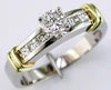 ESTATE .85CT DIAMOND 14K 2 TONE GOLD 3D ROUND & PRINCESS CLASSIC ENGAGEMENT RING