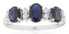 1.55CT DIAMOND & AAA SAPPHIRE 14KT WHITE GOLD 3D OVAL & ROUND 3 STONE LOVE RING