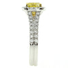 1.86CT WHITE & FANCY YELLOW DIAMOND 18K 2 TONE GOLD CLASSIC HALO ENGAGEMENT RING