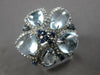 LARGE 9.94CT DIAMOND & AAA BLUE TOPAZ & SAPPHIRE 14KT WHITE GOLD FLOWER FUN RING