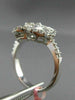 ESTATE 1.04CT ROUND BAGUETTE DIAMOND 18KT WHITE GOLD 3D DOUBLE HEART FLOWER RING