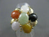 ESTATE WIDE 10.0CT JADE AMBER ONYX & CARNELIAN 14KT YELLOW GOLD FLOWER RING 2775