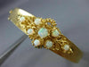 ANTIQUE AAA OPAL 14KT YELLOW GOLD 3D FILIGREE FLOWER BANGLE BRACELET #19984