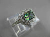 ESTATE 1.42CT DIAMOND & AAA MYSTIC TOPAZ 14KT WHITE GOLD EMERALD CUT HALO RING