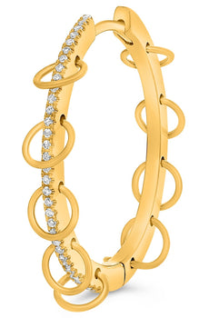 .18CT DIAMOND 14KT YELLOW GOLD 3D MULTI CIRCULAR FLOATING HOOP HANGING EARRINGS