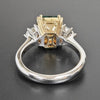 LARGE 2.91CT DIAMOND & AAA EMERALD 18KT 2 TONE GOLD THREE STONE ENGAGEMENT RING