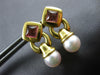 2.26CT AAA PINK TOURMALINE & SOUTH SEA PEARL 18KT YELLOW GOLD 3D EARRINGS #27123
