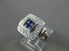 ESTATE WIDE .82CT DIAMOND & AAA SAPPHIRE 14KT WHITE GOLD 3D SQUARE RING #19474