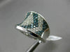 ESTATE WIDE 2.86CT WHITE & BLUE DIAMOND 14KT WHITE GOLD 3D CONCAVE COCKTAIL RING