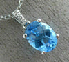 ESTATE 2.51CT DIAMOND & AAA BLUE TOPAZ 14KT WHITE GOLD 3D OVAL FLOATING PENDANT